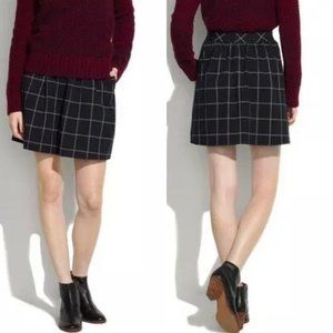 Madewell Windowpane Plaid Check Mini Skirt Black Brown Womens Size 4